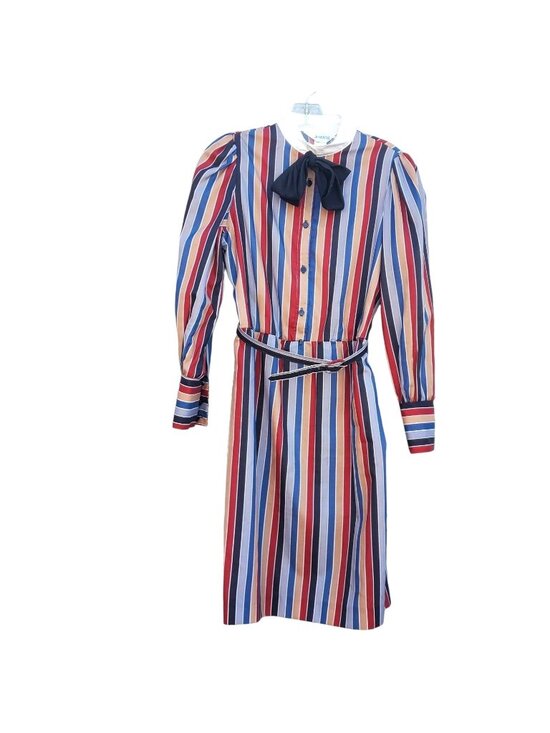 Jones Dresses & Skirts - Vintage Shirtdress Dress Stripe Long Sleeve S 70s Modest Polyester